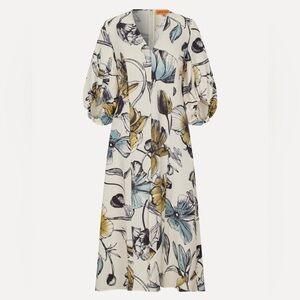 STINE GOYA THREE-QUARTER SLEEVE MIDI DRESS - FINE LINE POPPIES
